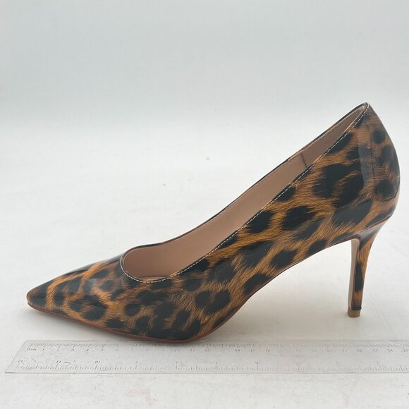 YDN Leopard Print Pointed Toe Stilettos Heel Pumps Slip on Slide Dress Shoes - Picture 2 of 8